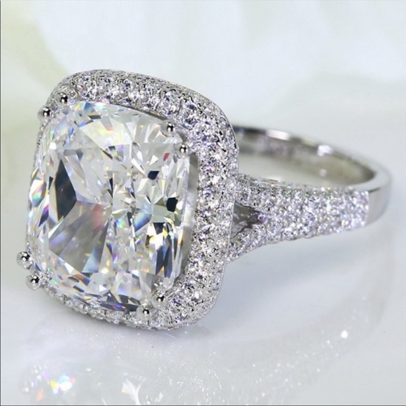 DIAMOND 925 STERLING SILVER HALO RING - Picture 4 of 7